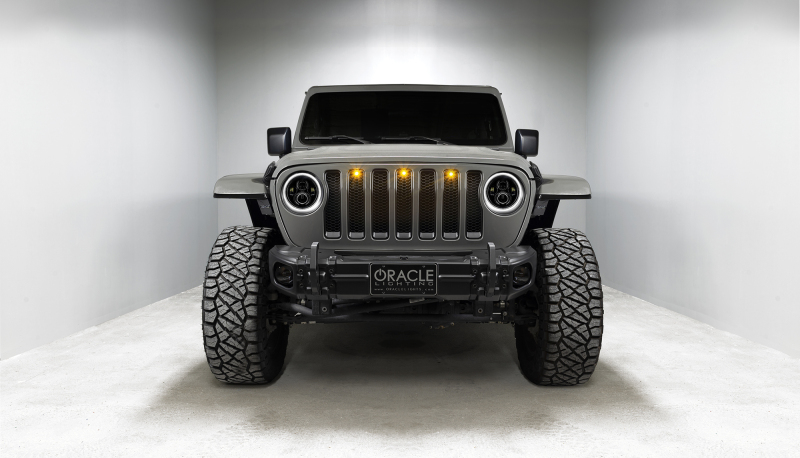 Jeep Gladiator Headlight Assemblies - ORACLE Lighting - 7in. High Powered LED with Pre-Installed ORACLE Halo Rings - White - `19-`27